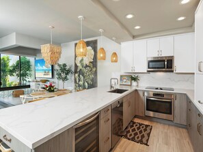 Fridge, microwave, oven, stovetop - Stylish & Modern Oceanview Mauna Lani Point H102 - Includes Discounted Golf (Kamuela)