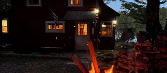 Mountain top private lake cottage includes canoe & rowboat, fireplace & firepit