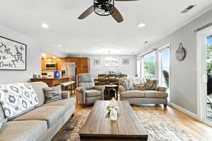 House, Multiple Beds, Patio (Barberton Bay Retreat) | Living area - Garage Parking, Slide, Kayaks & Fun at 10mm (Sunrise Beach)