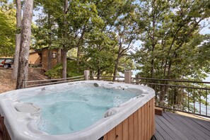 House, Multiple Beds, Hot Tub (Sunset Oasis) | Outdoor spa tub - Pet-friendly Home In The Main Channel w/ Breathtaking Sunsets & Lake Views (Lake Ozark)