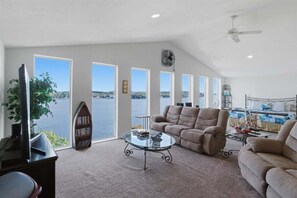 House, Multiple Beds, Patio (Hidden Gem) | Living area - Lakefront Home w/ Double Deck, Slip, Firepit & Game Room (Sunrise Beach)