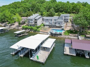 Aerial view - Private Lakefront Pool, Amazing Dock Sleeps 26 (Camdenton)
