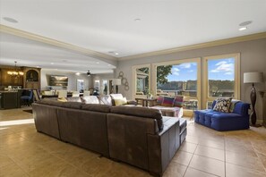 House, Multiple Beds, Pool Access, Mountain View (Aqua Vie) | Living area - Luxury Lakefront Escape w/ Heated Pool, Hot Tub & Theater (Sunrise Beach)