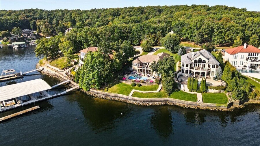 Luxury Lakefront Escape w/ Heated Pool, Hot Tub & Theater