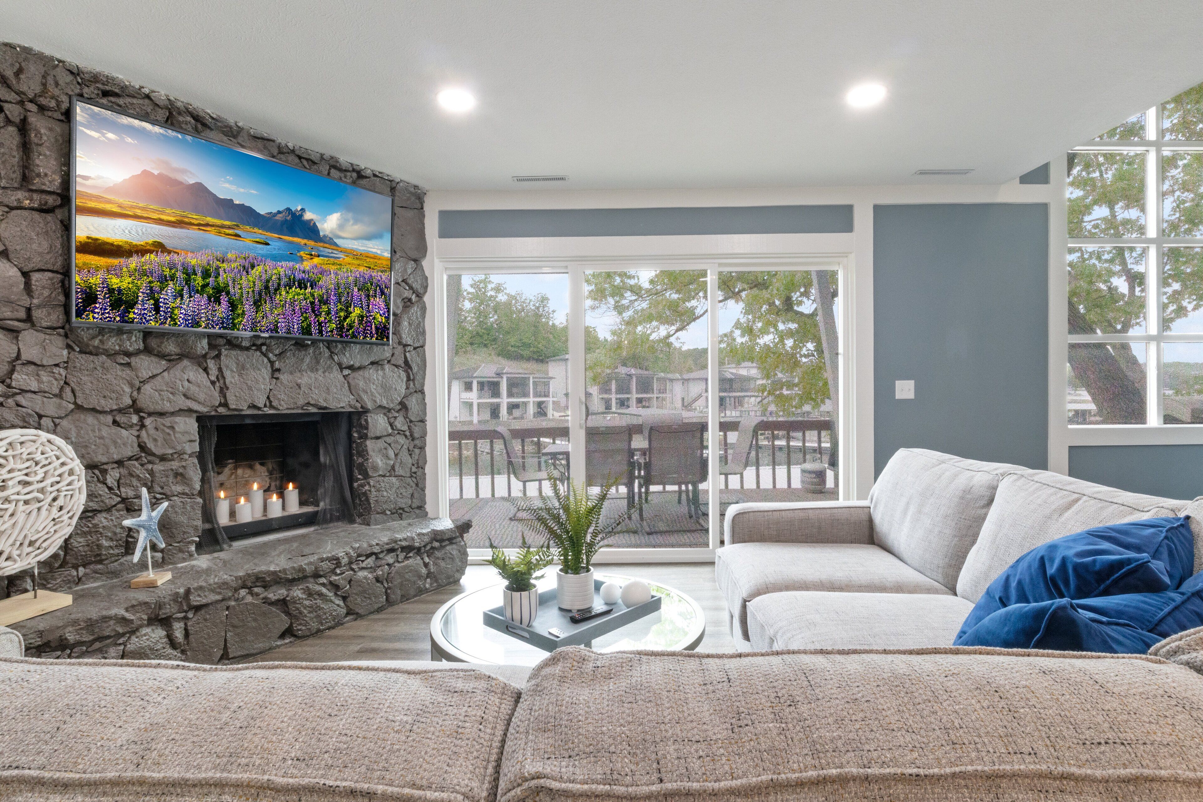 Leilighet, flere senger, terrasse (Castaway Cove Unit 3) | Oppholdsområde