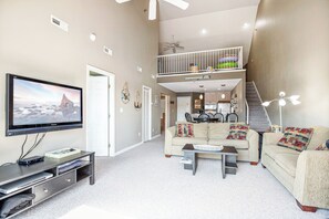 Condo, Multiple Beds, Patio (Happy Hollow) | Living area - Amazing Lake Views With Pool, Loft, & Balcony (Kaiser)
