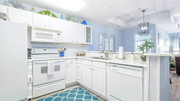 Condo, Multiple Beds, Balcony (A Wave From It All) | Private kitchen