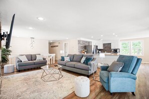 House, Multiple Beds, Patio (High Tide) | Living area - Amazing Decks, Sunsets & Lake Days (Sunrise Beach)