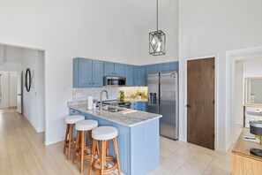 House, Multiple Beds, Pool Access (Woodlands Lake Oasis) | Private kitchen - Lakefront Home w/ Modern Upgrades, Private Dock & Boat Slip (Osage Beach)