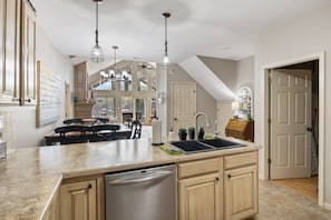 House, Multiple Beds, Patio (Huckleberry Hill Haven) | Private kitchen - Family-friendly, Dock Enjoyment, Kayaks, Lake View (Sunrise Beach)