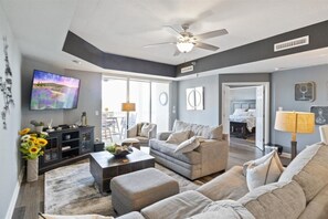 Condo, Multiple Beds, Hot Tub (Sunset Cove) | Living area - Modern Decor, Views, Grill, Workstation, Boat + 2 PWC Slips & Resort-style Amenities (Osage Beach)