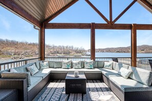 House, Multiple Beds, Patio (All Docked Out) | Terrace/patio - Luxury Home on Cove With Boat Slips, Waterslides, and Jump Deck (Linn Creek)