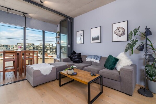 Apartment | Living room - Stunning 1BR Apartment With Water Views (Canberra)