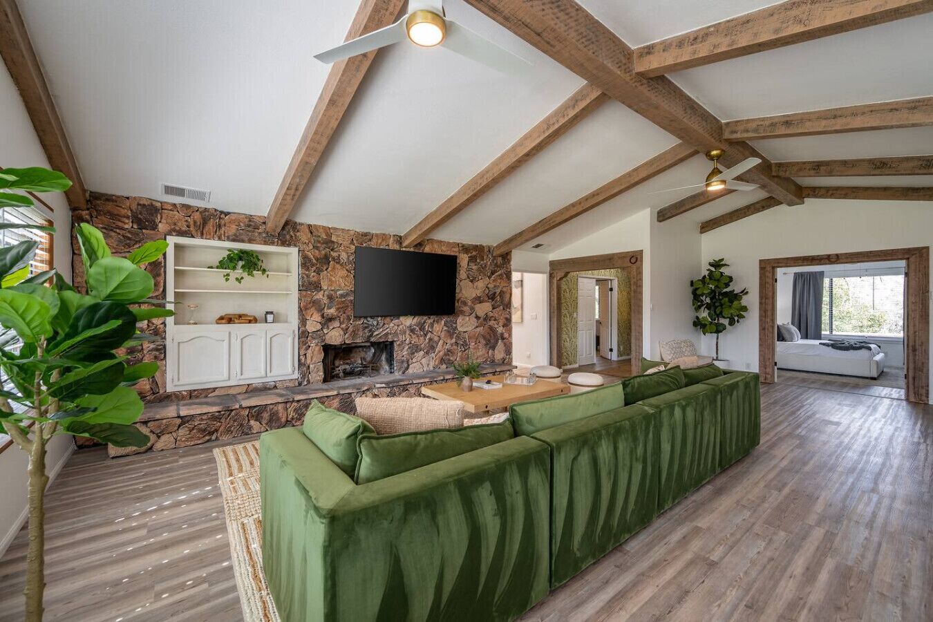 TV, fireplace