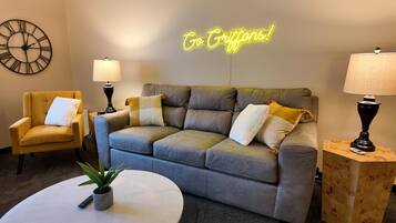 Smart TV, books, music library, stereo