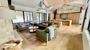 Smart TV, fireplace, foosball, table tennis