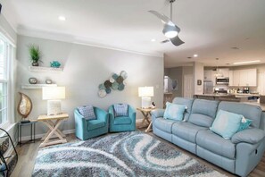 Villa, Multiple Beds, Patio, Pool View (Legacy Villa 2602) | Living area - Legacy Villa 2602 - 3 Bedroom 2 Bath With Garage in Beachside Neighborhood (Gulfport)