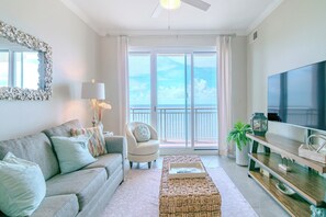 Condo, Multiple Beds, Pool Access, Ocean View (Legacy Tower 2 -604) | Living area - Relax in This Beautifully Cozy 2-bedroom, 2 Bathroom Condo. Sleeps 6!! (Gulfport)