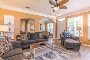 Villa, Multiple Beds, Patio, Beach View (Legacy Villa 1702) | Living area - Legacy Villa 1702 - 2 Bedroom 2 Bath With Garage in Beachside Neighborhood (Gulfport)