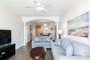 Condo, Multiple Beds, Pool Access, Ocean View (Legacy Tower 1 -603) | Living area - Beachview Condo in Legacy Tower 1 -603 - Fully Furnished 3 Bedroom 2 Bathroom (Gulfport)