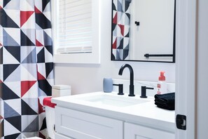 Hair dryer, bidet, towels, soap - Brand-New Modern Lowell Lodge w/ Firepit & Fenced Yard (Lowell)