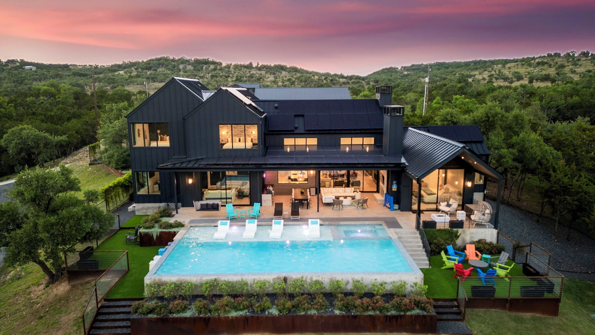 Resort style pool with hot tub