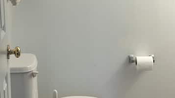 Hair dryer, towels, toilet paper