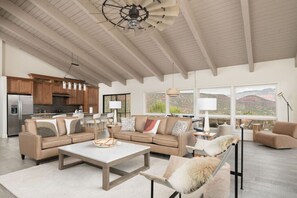 TV, fireplace, stereo - Luxury Home w/ Huge Views, Salt Spa, & Sauna (Sedona)