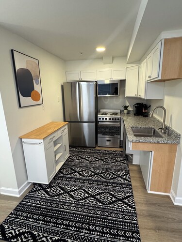 Charming & luxurious 1-bedroom condo, Kitchen, Washer, dryer, parking, King Bed.