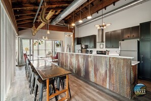 Fridge, microwave, oven, stovetop - The Downtowner|Group & Event Friendly Space| 9BR Funhub Downtown Lake Geneva|Walk to Lake & Dining (Lake Geneva)