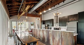 Fridge, microwave, oven, stovetop - The Downtowner|Group & Event Friendly Space| 9BR Funhub Downtown Lake Geneva|Walk to Lake & Dining (Lake Geneva)