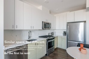 Fridge, microwave, oven, dishwasher