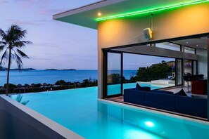 Outdoor pool, sun loungers - VillaSookjai 4BR SeaViewChawengNoi KBR54 (Koh Samui)