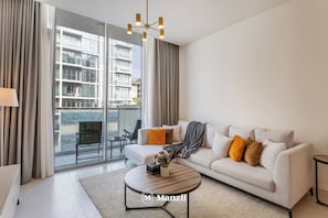 Luxury-Apartment, Balkon, Blick auf die Lagune | Wohnzimmer