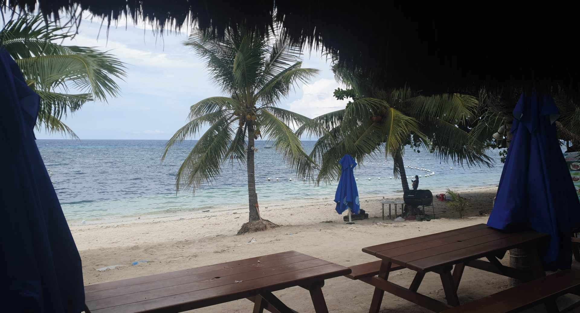 On the beach, white sand, beach bar