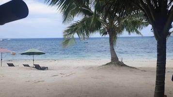 On the beach, white sand, beach bar