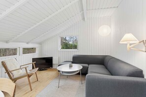 Una televisión de pantalla plana, una chimenea, un reproductor estéreo