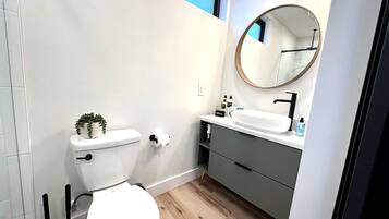 Secadora de cabello, toallas, jabón, shampoo