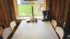 Dining - Rustic, Private Log Cabin near Augusta, Maine, Perfect for a Weekend Getaway in Nature (Pleasant Ridge Plantation)