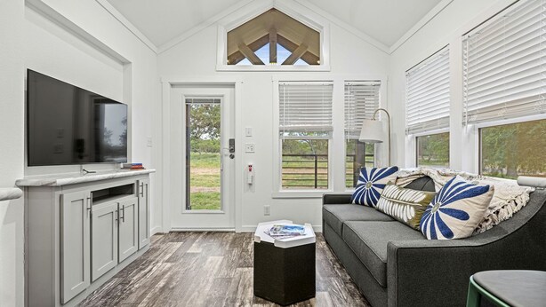 Living area - Wonderful Cabin with Fire Pit and Barbecue in Fredericksburg, Texas (Fredericksburg)