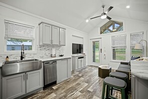 Fridge, microwave, dishwasher, coffee/tea maker - Family-Friendly Cabin with Grill and Patio in Texas (Fredericksburg)