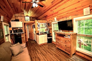 TV, DVD player, stereo - Lovely Cabin Accommodation for a Getaway near Lake Greeson in Murfreesboro, Arkansas (Murfreesboro)