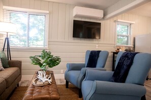 Living area - Cozy Cabin Escape to Lake Michigan in this Charming Glamping Getaway for Four (Muskegon)