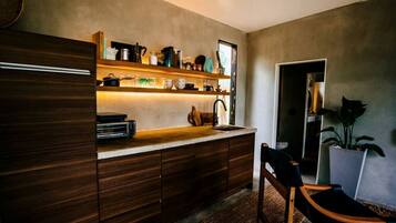 Fridge, microwave, dishwasher, electric kettle