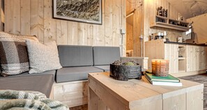 Living area - Incredible Rustic Tented Cabin with Fire Pit in Gatlinburg, Tennessee (Gatlinburg)