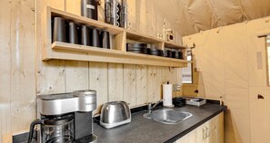 Fridge, microwave, coffee/tea maker, toaster - Incredible Rustic Tented Cabin with Fire Pit in Gatlinburg, Tennessee (Gatlinburg)