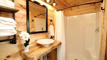 Hair dryer, towels, toilet paper