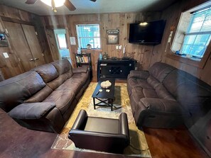 TV, DVD player, stereo