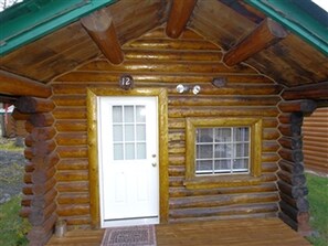 Exterior detail - Traditional Log Cabin with Large Windows on the Kenai Peninsula, Alaska (Cooper Landing)