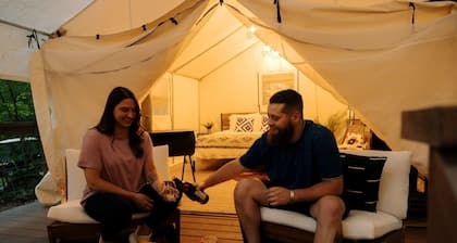 Equipped Glamping Tent with Modern Interior in Shippenville, Pennsylvania
